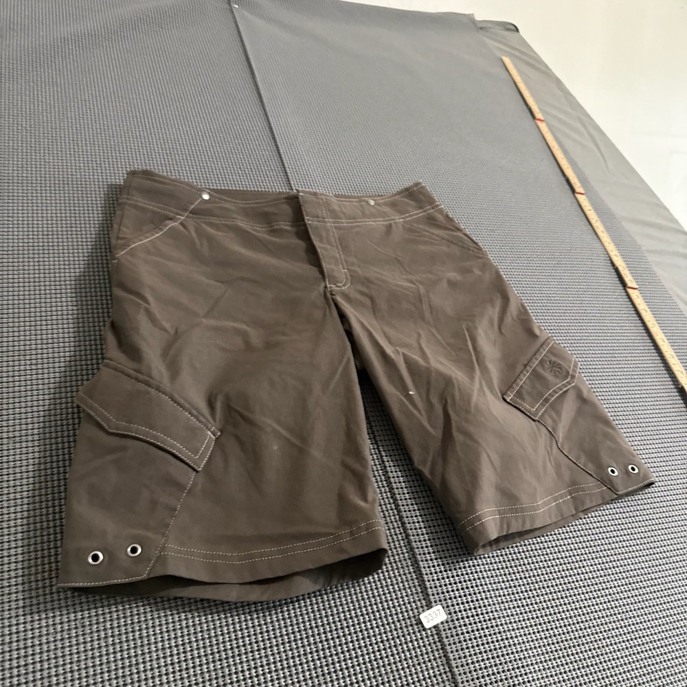 Athleta Womens Brown Cargo Shorts Size 2 White Contrast Stitching Pocket Details